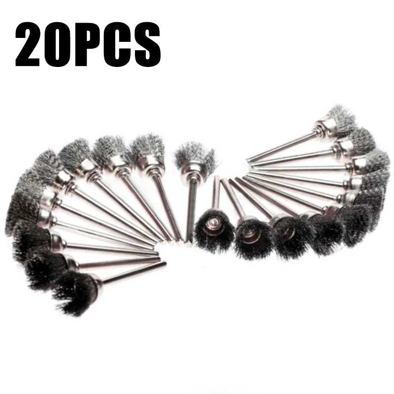

1 Set Of 3 Mm (0.12'') Mini Wire Brush Wheel Steel Brush For Power Rotary Tools