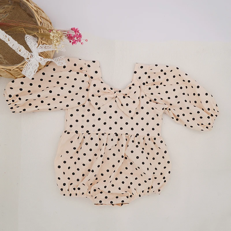 Модный комбинезон для новорожденных 2021 льняной мягкий повседневный в горошек с