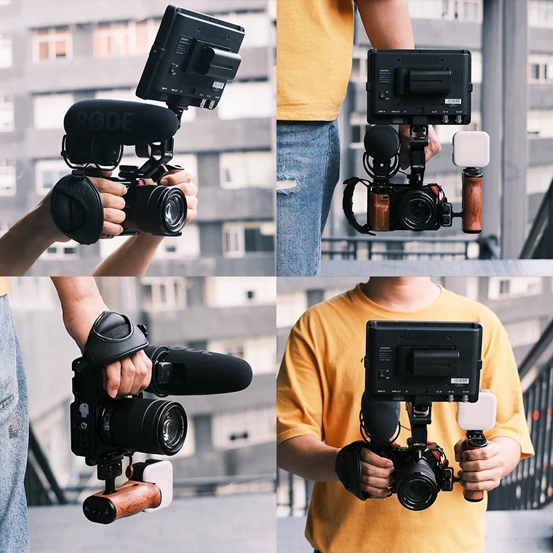 

UURig Sony A6400 Metal Cage with Wood Handle for Sony A6400 Video Shooting Accessories With Cold Shoe Mic Light Extension Cage