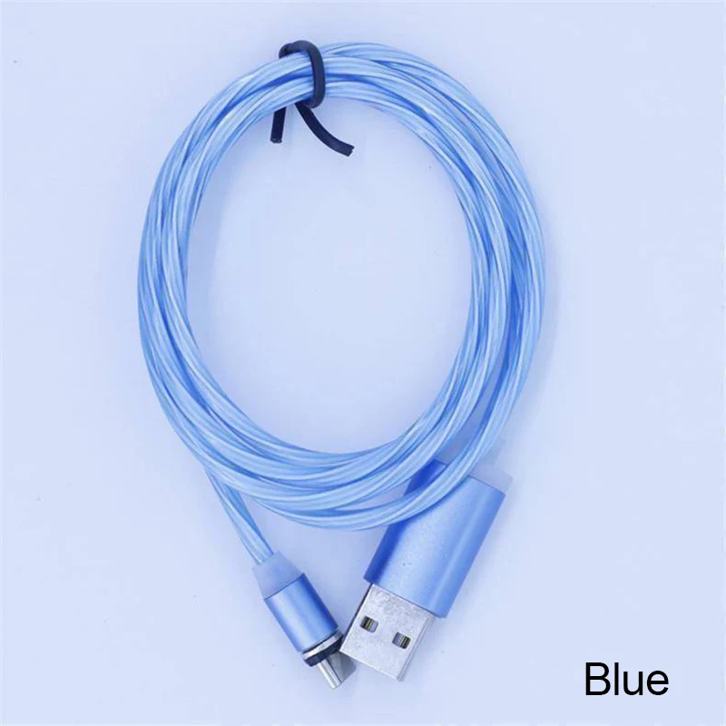2 м светодиодный светящийся поток данных USB зарядное устройство Тип C/Micro USB/8 контактный кабель для зарядки для iPhone X samsung Galaxy Note зарядный провод шнур - Цвет: Blue