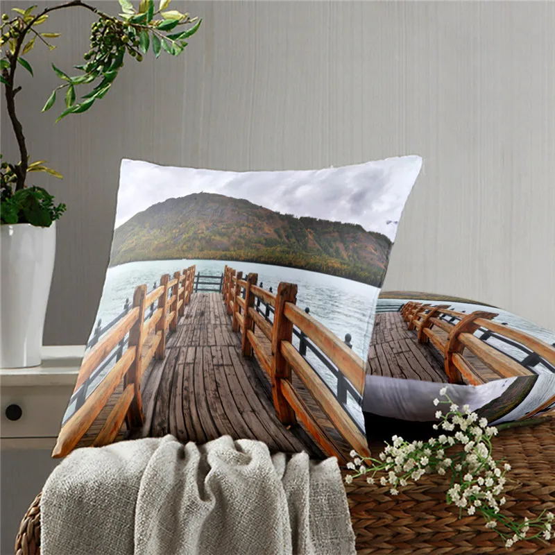 Маленькая подушка с мостом Крышка для диванных подушек наволочки модным принтом