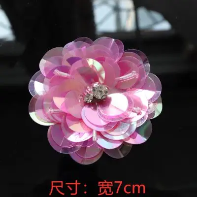 transparent rose red Вышитая бисером аппликация нашивки модные блестки вышивка ткань цветок патч для одежды parches Брошь со стразами - Цвет: transparent rose red