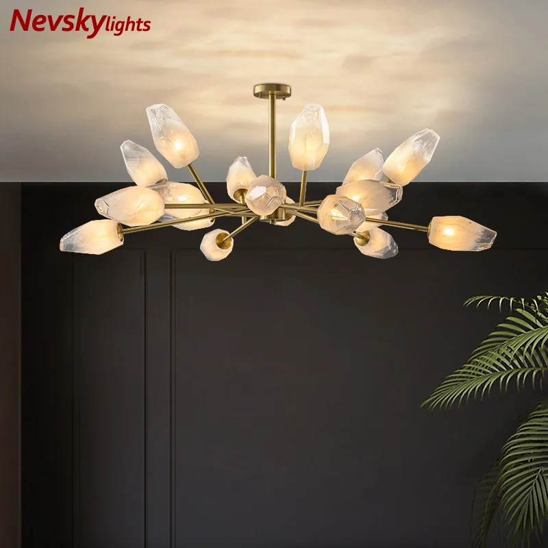 Роскошная потолочная люстра в гостиную латунная подвесная для спальни на кухню