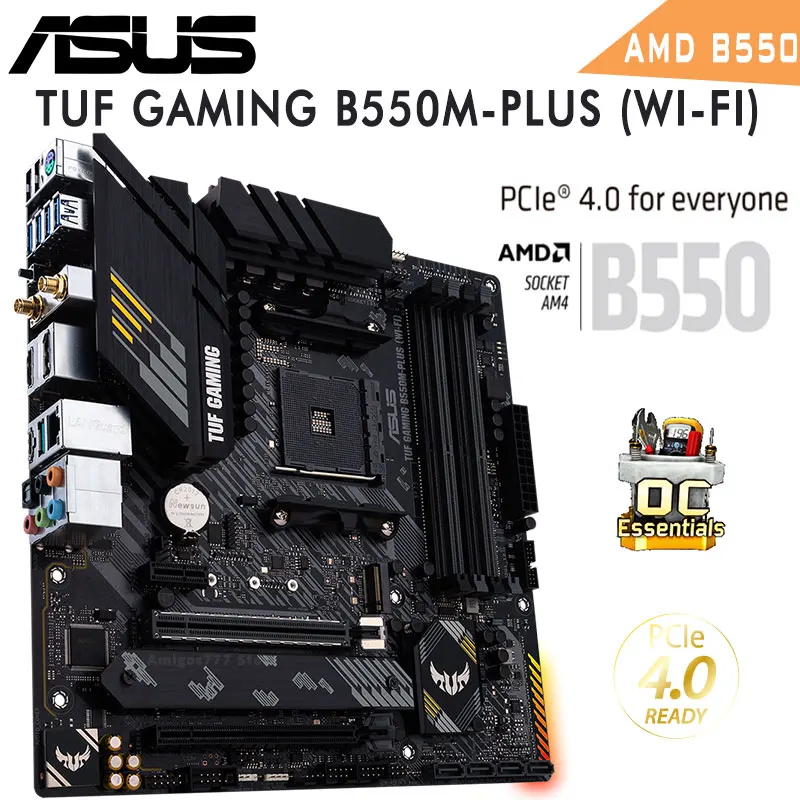 Verkauf Mainboard ASUS TUF GAMING B550M-PLUS (WI-FI) OC Buchse AM4 Ddr4 128GB PCI-E 4,0 M.2 AMD B550 Desktop Micro ATX Motherboard Verwendet