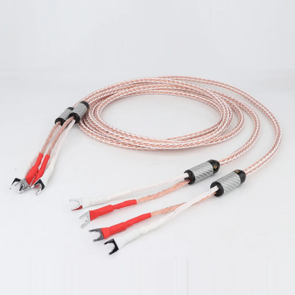 

Pair HI-end 8TC OCC copperSpeaker Cable hifi audio Audiophile loudspeaker Cable with rhodium plated Y spade connectors