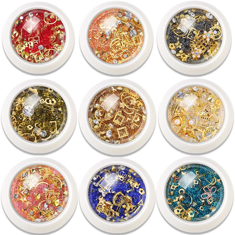 Net red nail art decorative jewelry Sparkling Crystal Jewelry Rhinestone Symphony Round Can Mixed Light Therapy Diamond | Красота и