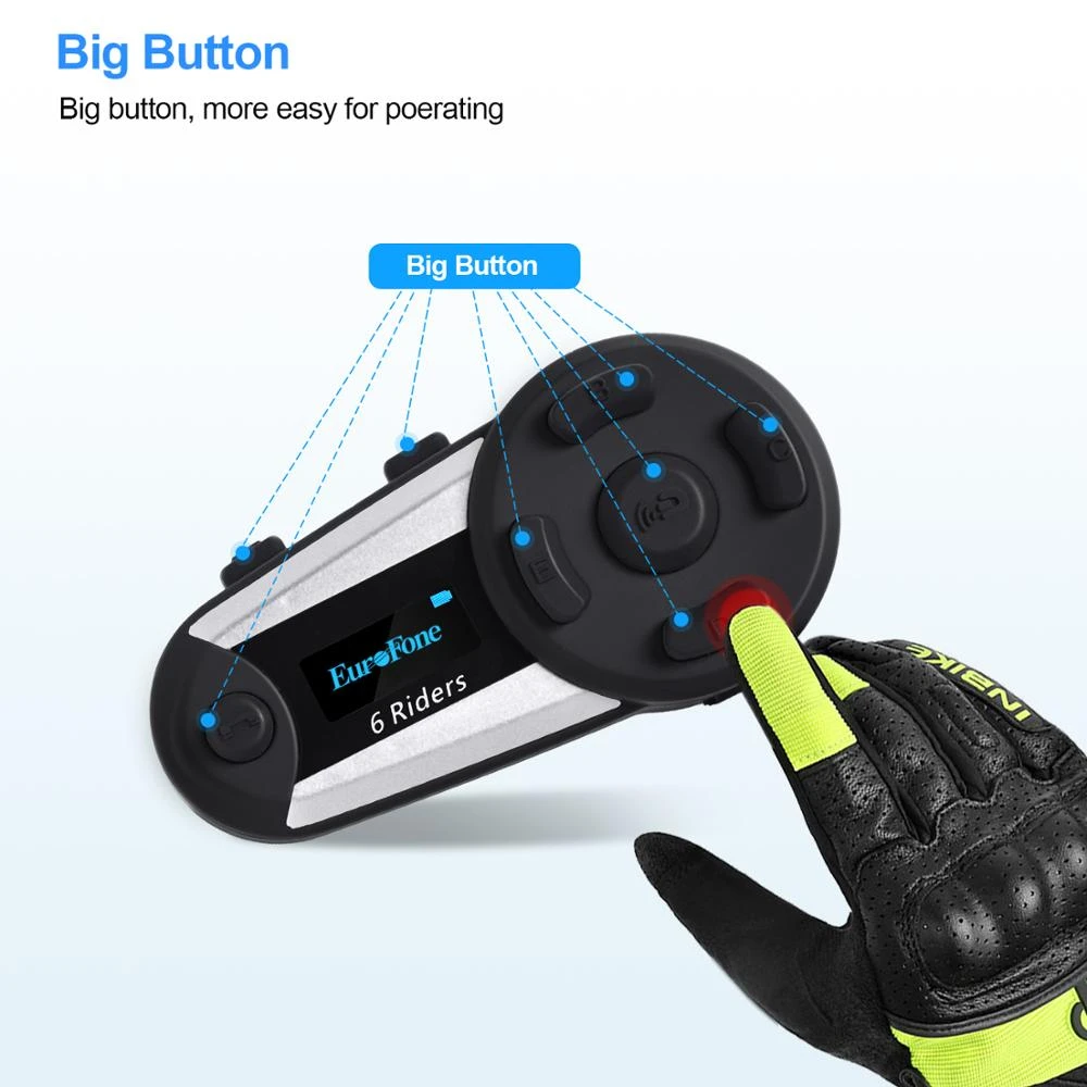 Гарнитура для мотоциклетного шлема V6 с ЖК дисплеем 1200 м|Наушники шлемов| |