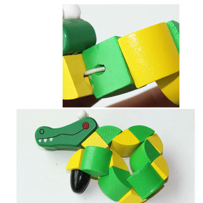 1 шт. с изображением зеленого деревянного витой Крокодил Детские игрушки