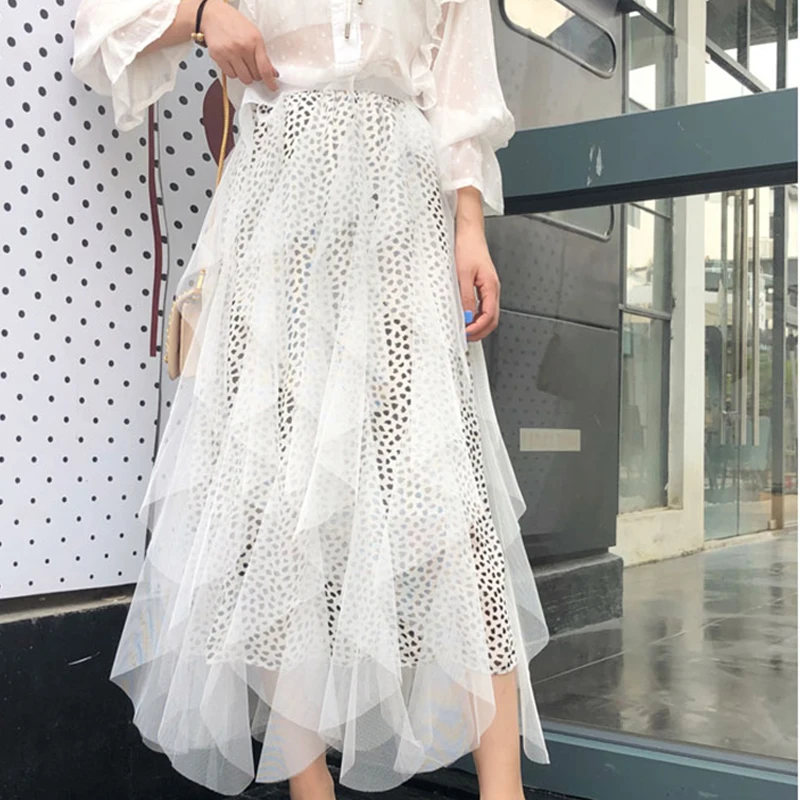 Женская юбка одежда для зимы и осени белая черная 2019 Корейская волнистая