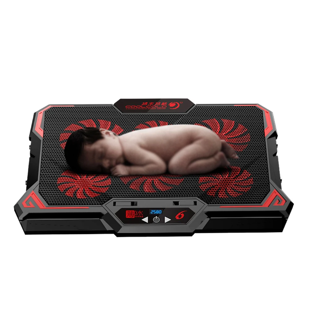 

COOLCOLD 17inch Gaming Laptop Cooler Six Fan Led Screen Two USB Port 2600RPM Laptop Cooling Pad Notebook Stand for Laptop
