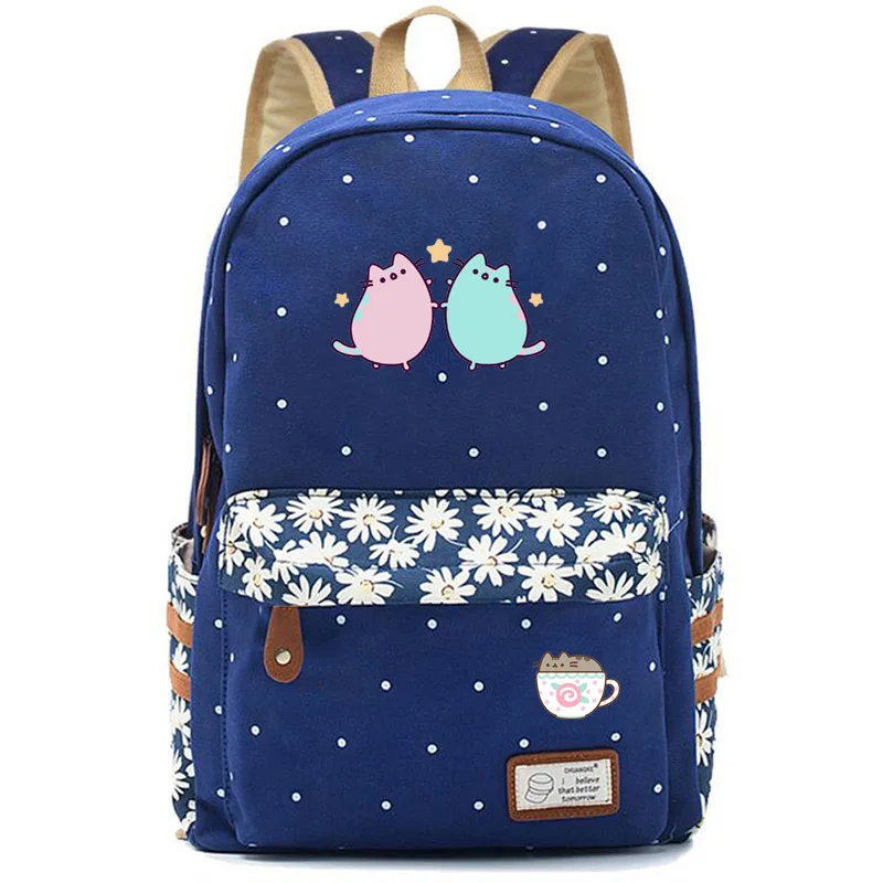 Navy blue B IMIDO милый рюкзак с котиками для студентов, яркий цвет, плечи, рюкзак большой емкости, подростковые дорожные сумки, обратно в школу, сумка - Цвет: Navy blue B