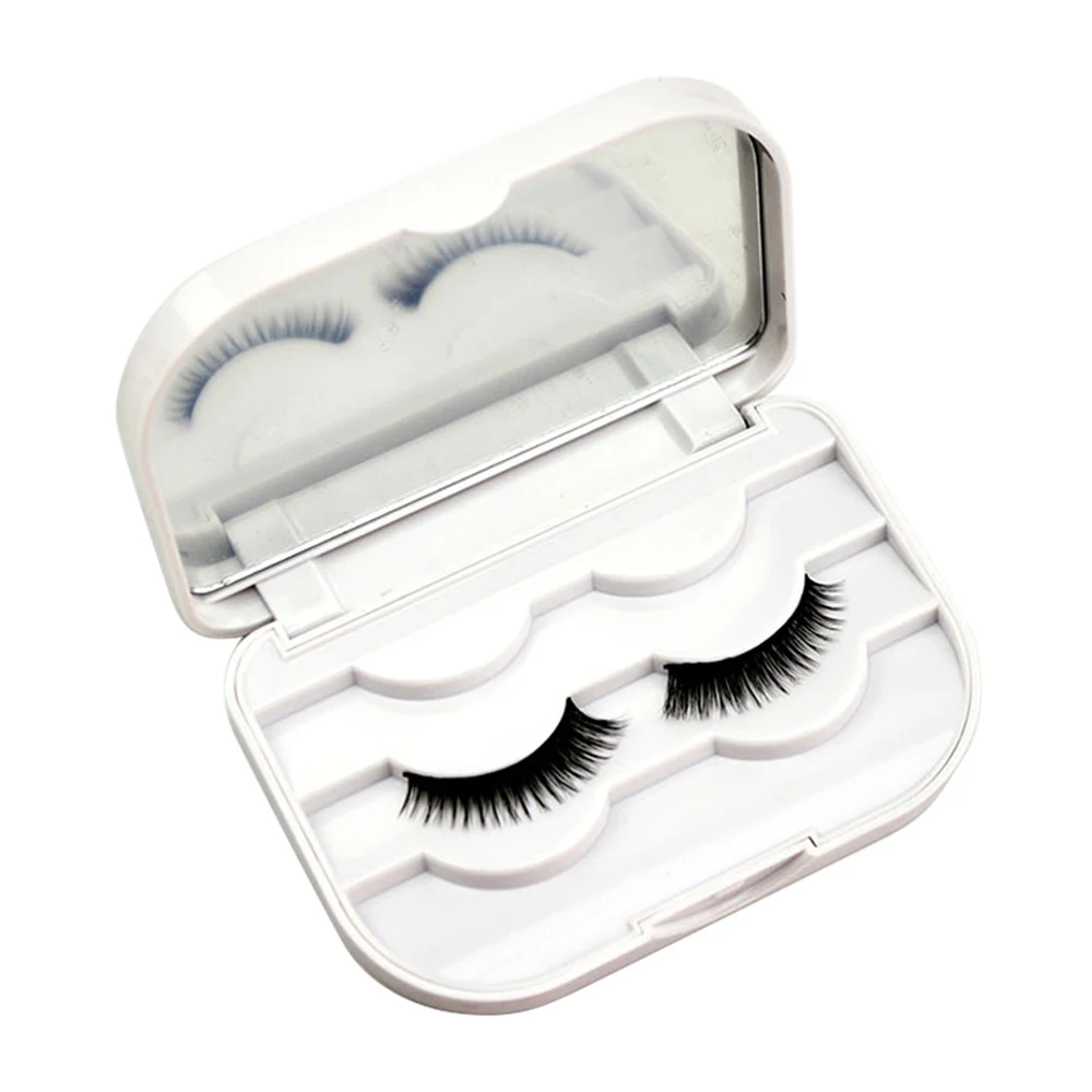 Plastic Makeup False Eyelashes Box Travel Empty Lashes Holder Case Container Storage Organizer Makeup Cosmetic With Mirror images - 6