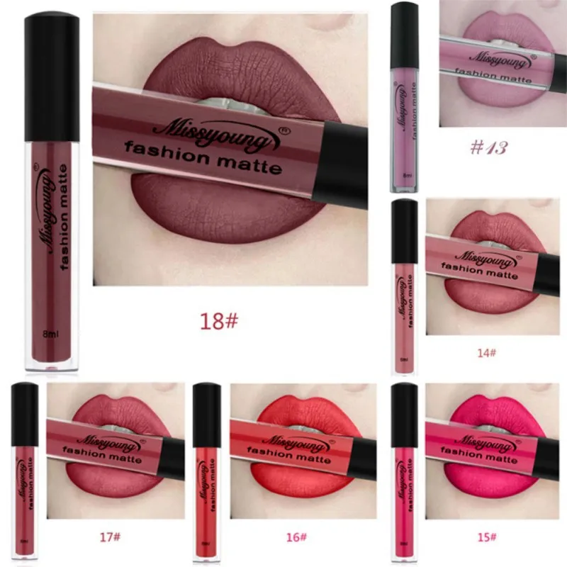 6 цветов стойкая водостойкая матовая коричневая темно красная жидкая губная