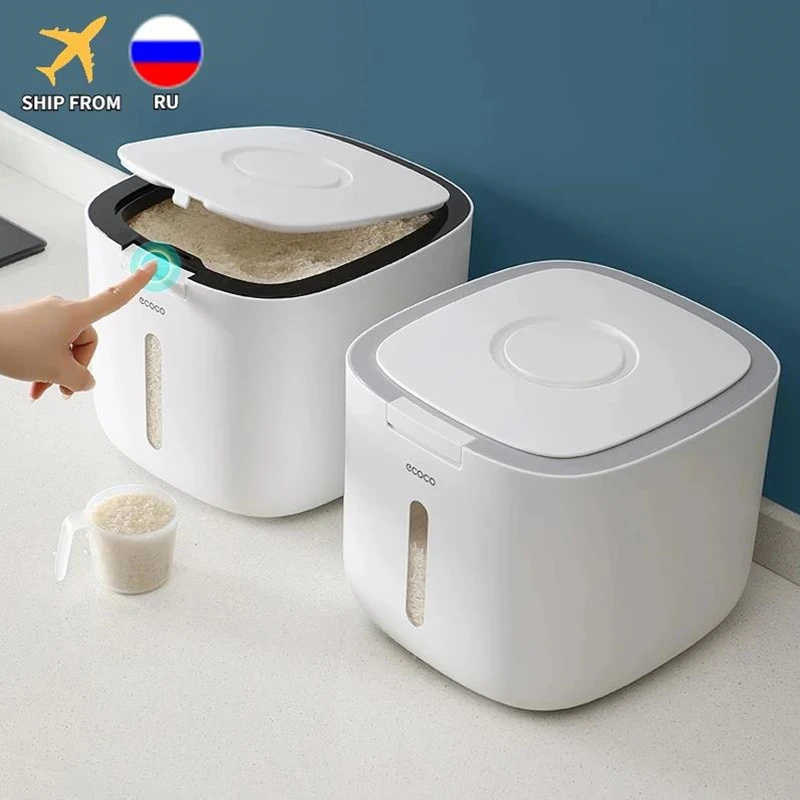 

Household Kitchen Rice Storage Box Sealed Insect-Proof Moisture-Proof Pressed Rice Bucket Plastic Food Storage Container 10Kg