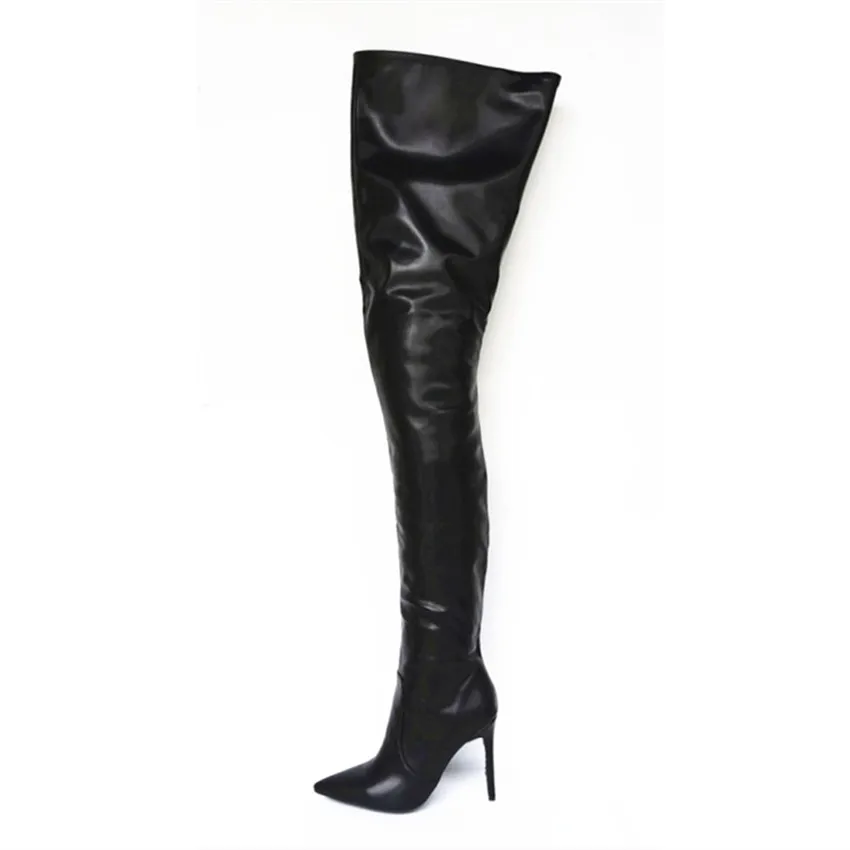 Real Photo Stiletto Leather Women Thigh High Crotch Boots Pointed Toe Sexy Ladies Heel Runway Trendy Shoe Woman Overknee | Обувь