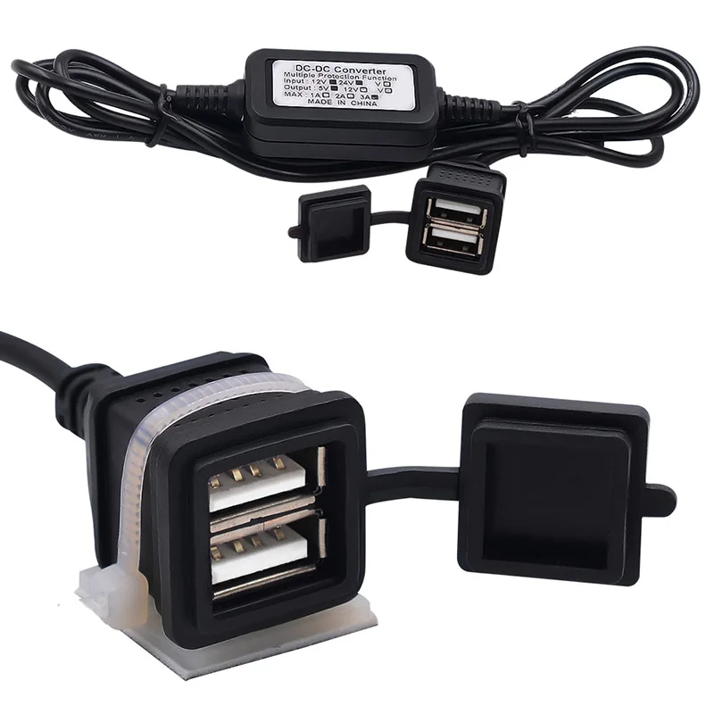 Универсальное водонепроницаемое мотоциклетное зарядное устройство с двумя USB
