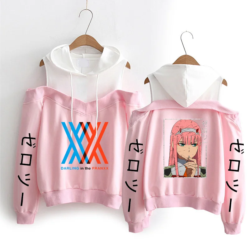 

2021 Zero Two Zero Two 2021 New Arrival Harajuku Off-shoulder Hoodies Sweatshirt Women Autumn Winter Pullovers Kawaii Clothes