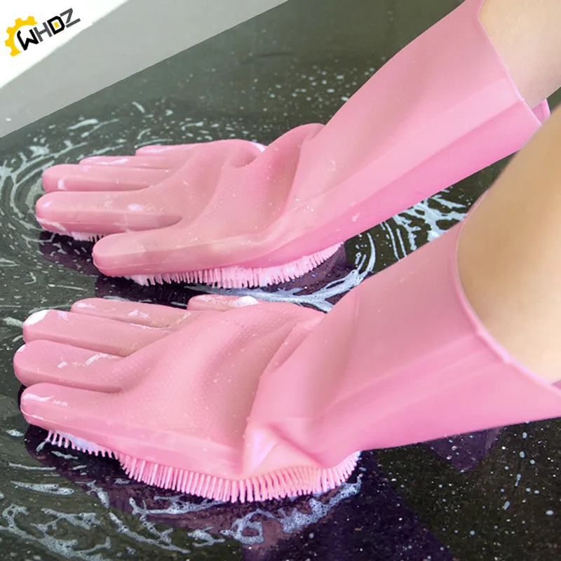 

Magic Dishwashing Silicone Gloves Protect Hand Dirt Clean Brushes Cleaning Tool Kitchen Accessories Wash Fruit Vegetable Gadgets