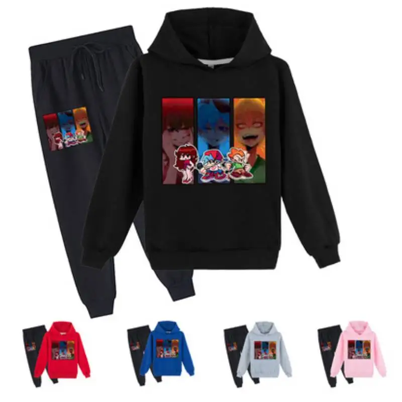 

2-16Y Game Friday Night Funkin Tracksuit Kids Long Sleeve Sweatshirt + Jogging Pant 2pcs Sets Boys Sportwear Baby Girls Outfits