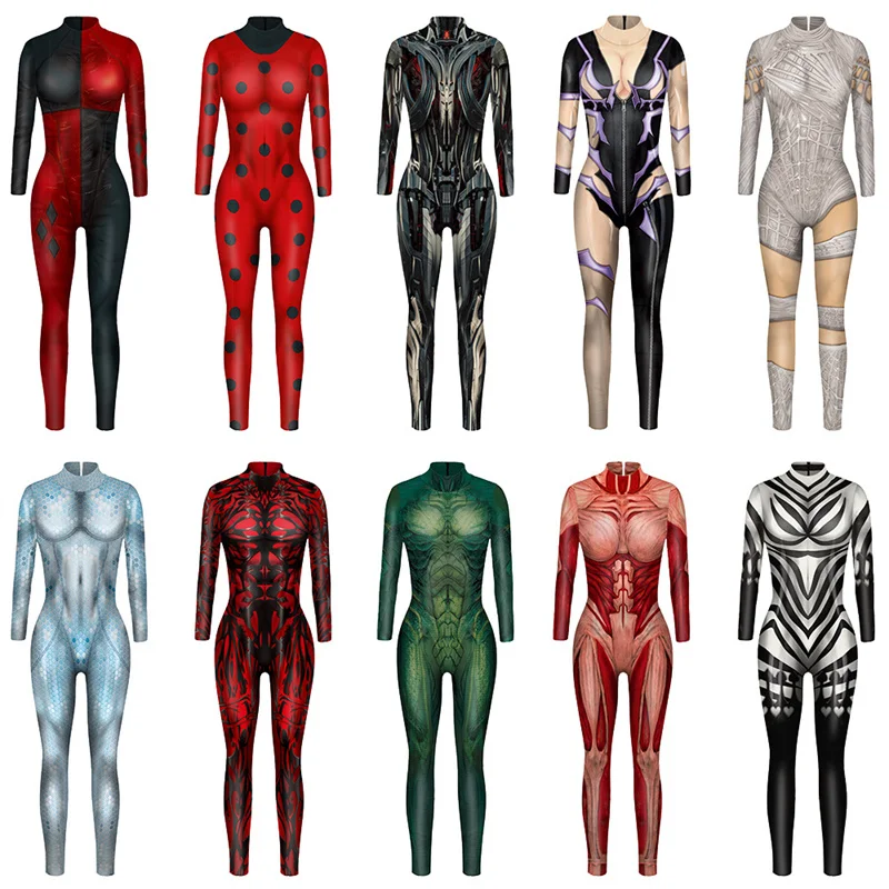 Cosplay Halloween Jumpsuit Clown Girl Digital Printing Women's Costume Long-Sleeved Steampunk Cyberpunk Fashion Clothes |