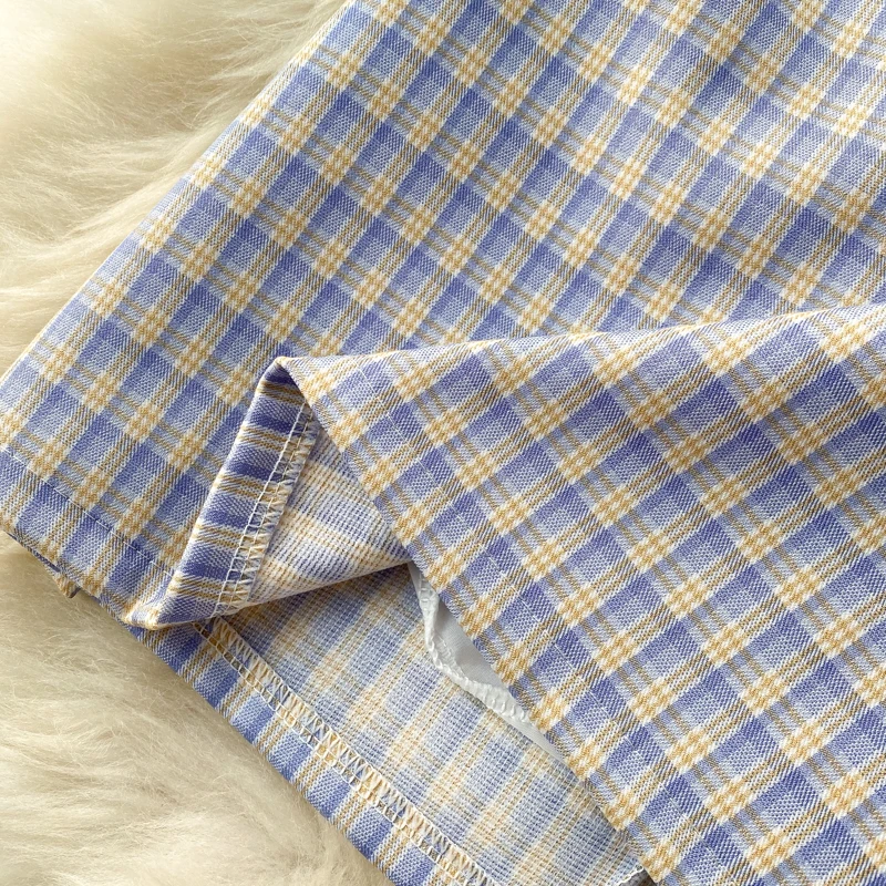 

Women Vintage Plaid Skirts Korean Style Chic High Waist A-line Skirts 2021 Summer Fashion Streetwear Short Skirt