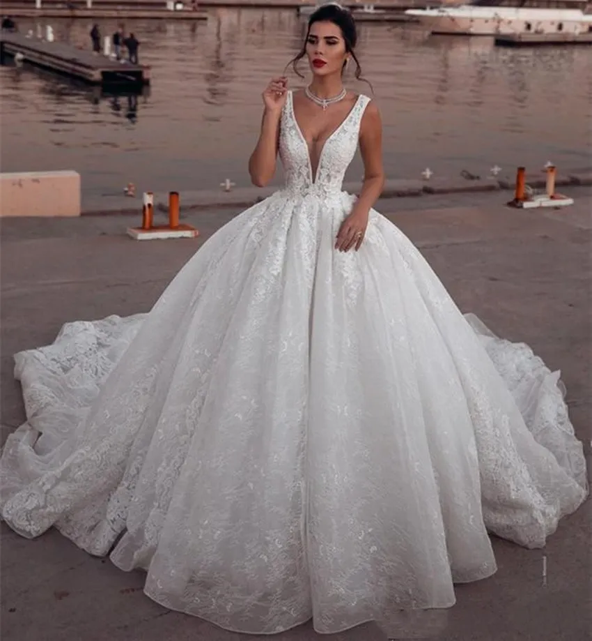 Изысканные свадебные платья 2020 Элегантное Длинное платье принцессы с кружевной