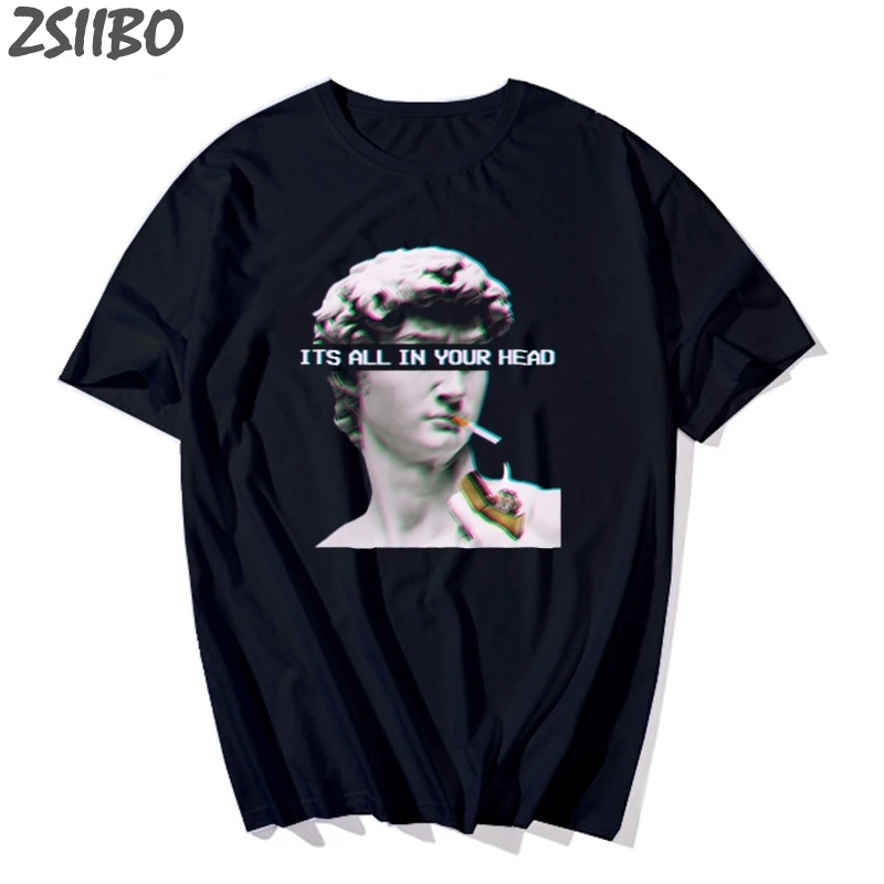 Футболка мужская в стиле Харадзюку смешная тенниска с принтом статуи