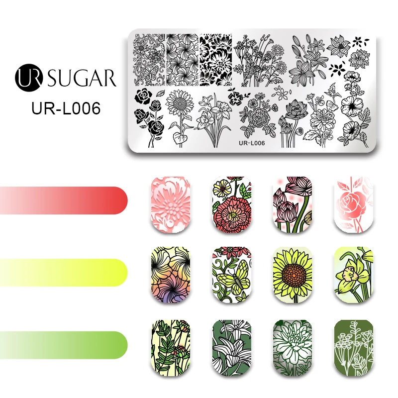 Ur Sugar 4 шт. штамповочная пластина для полировки стемпер скребок для дизайна ногтей пластина инструмент для печати изображений инструменты для маникюра DIY дизайн