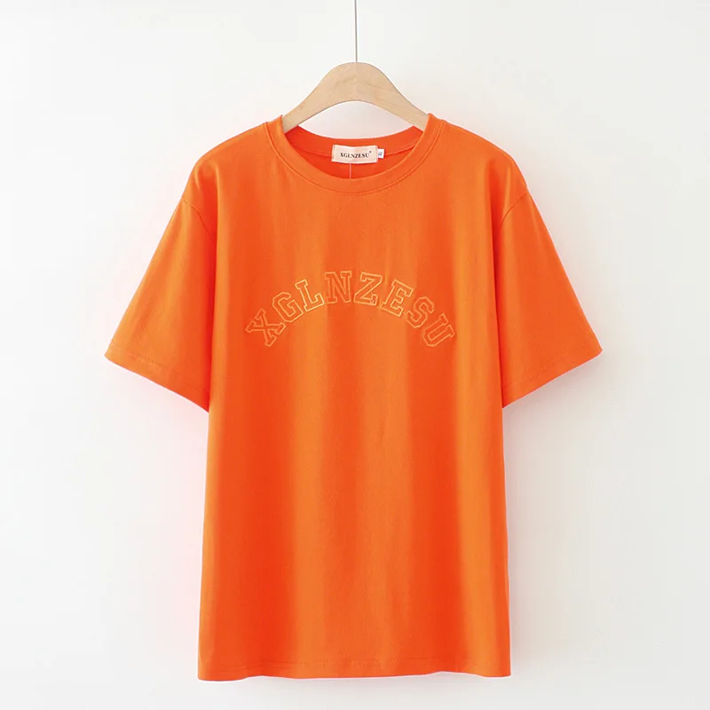 

Women T Shirt Plus Size Tees 2021 Summer Fashion Casual Clothes Short Sleeve Plus Size Tops Embroidery Letters Camiseta Mujer