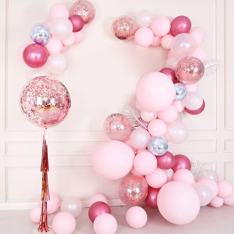 

86pcs/Set Macaron Balloon Garland Arch Kit Baby Pink Balloons Confetti For Baby Shower Girl Birthday Party Wedding Decoration