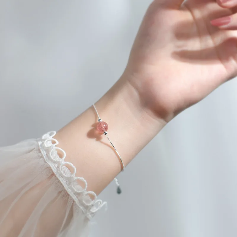 Модные браслеты цепочки из стерлингового серебра 925 пробы с розовыми