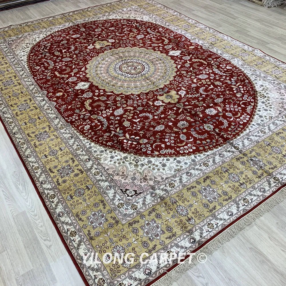 Goedkoop Yilong 9 'X 12' Vantage Klassieke Kleed Grote Rode Medaillon Antiek Tapijt Woonkamer Perzische (YJH266AB)