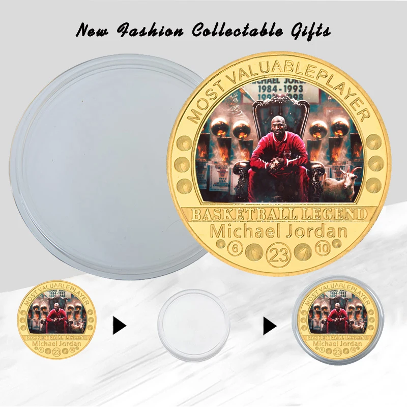 

American famous basketball player Gold Plated Coin Collectibles with Coin Gift Box birthday gift for man