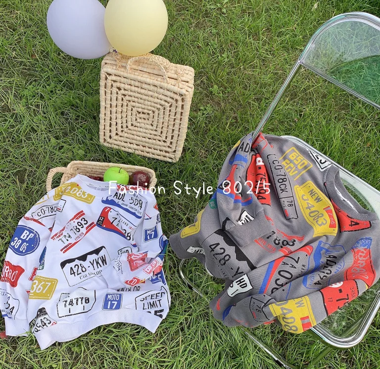 

Children's clothing 2021 spring new girl letter graffiti pullover long sleeve sweater girls casual sweater