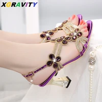 xgravity d014 fashion casual ladies sandals elegant rhinestone ladies sexy high heel pumps 2021 new dress shoes bridal shoes