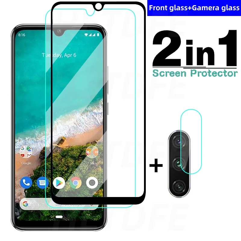 

2 in 1 Full Coverage Screen Tempered Glass For Xiaomi Mi A2 A3 Lite 6 6X 5X Camera Lens Glass For Xiaomi Max 2 3 A1 Safety glass