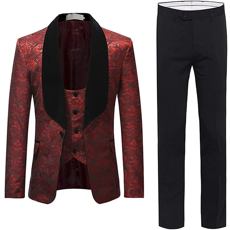 Для мужчин печати Slim Fit костюм классический официальная Вечеринка церемонии с