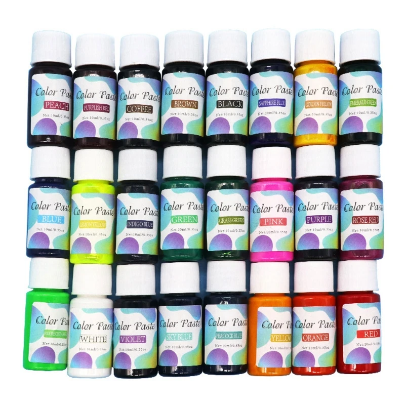 

24 Colors Resin Paste Pigment Opaque Solid Color Resin Colorant Liquid Dye Kit 1XCA