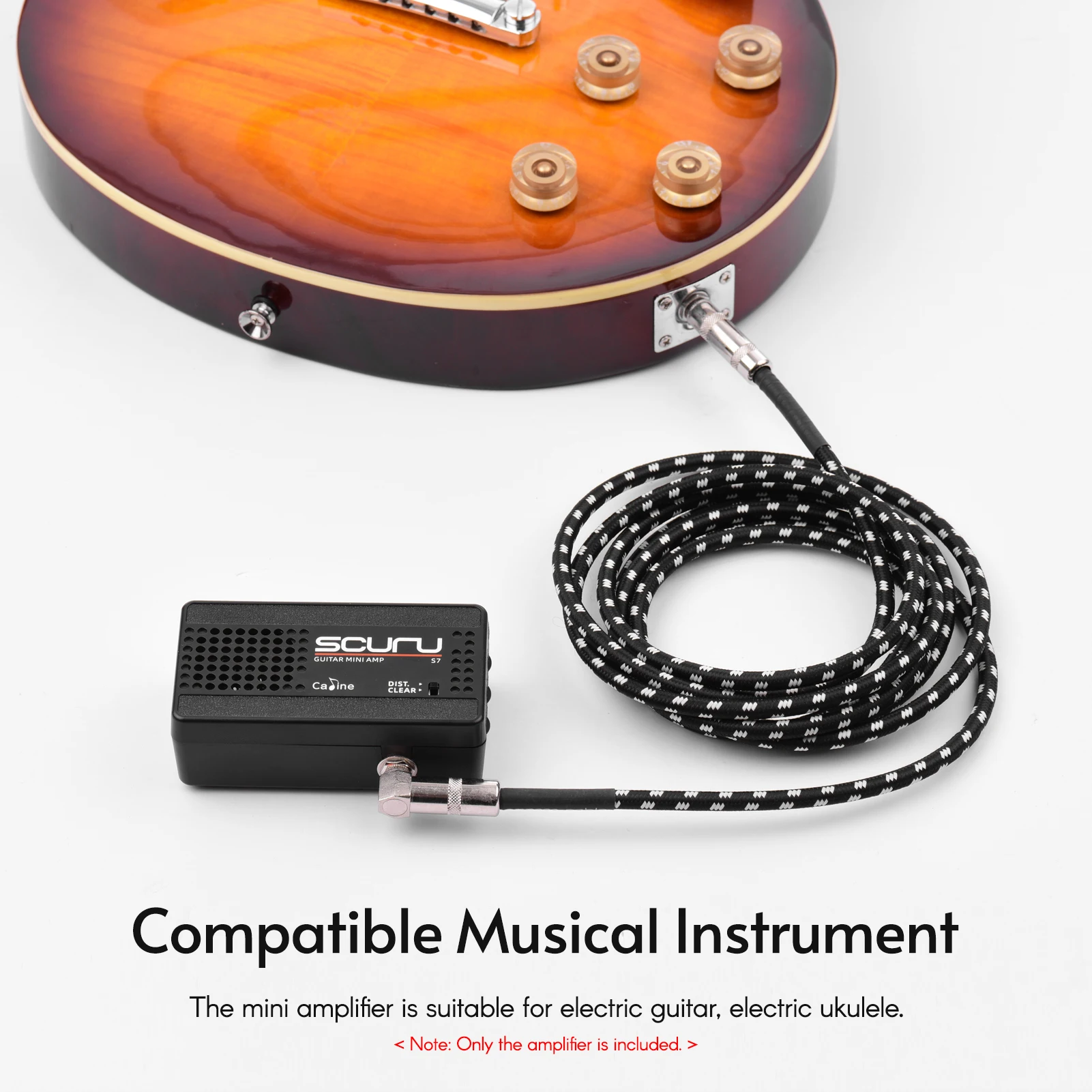 

Caline S7 Portable Guitar Mini Amplifier Speaker 3W with Clear & Distortion Modes for Electric Guitar Electric Ukulele Parts