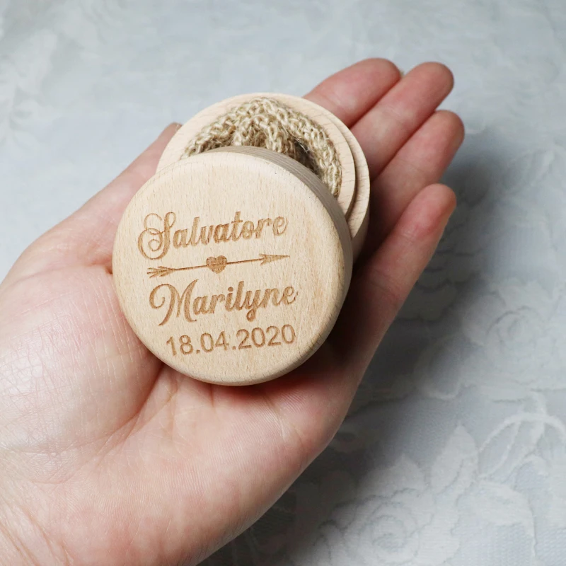 Персонализированная деревенская Свадебная деревянная коробочка для колец