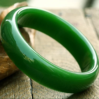 

Zheru Jewelry Natural Hetian Jade Green 54-64mm Bracelet Elegant Princess Jewelry Best Gift for Mom and Girlfriend