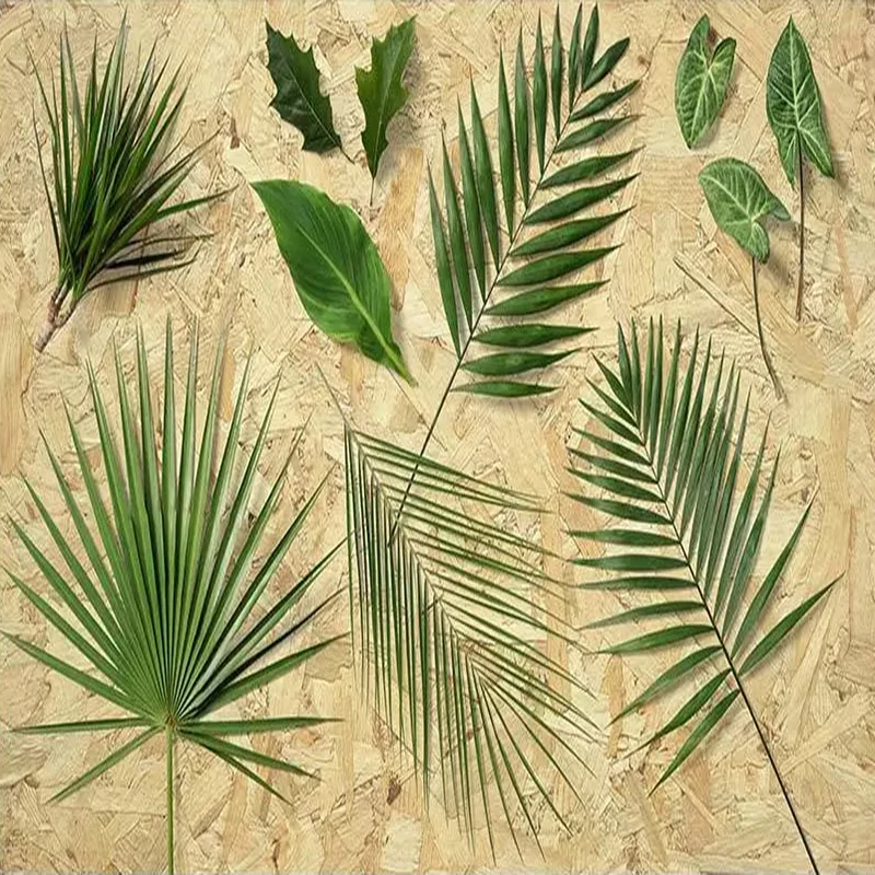 Фотообои 3D стерео с зелеными листьями на заказ фрески для гостиной телевизора