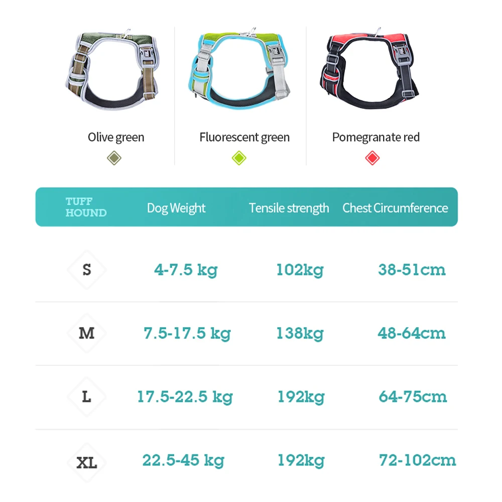 

Pet Dog Nylon Harness Vest No Pull Padded Harness Dogs Pets Accessories For Small Large Dog Chest Strap