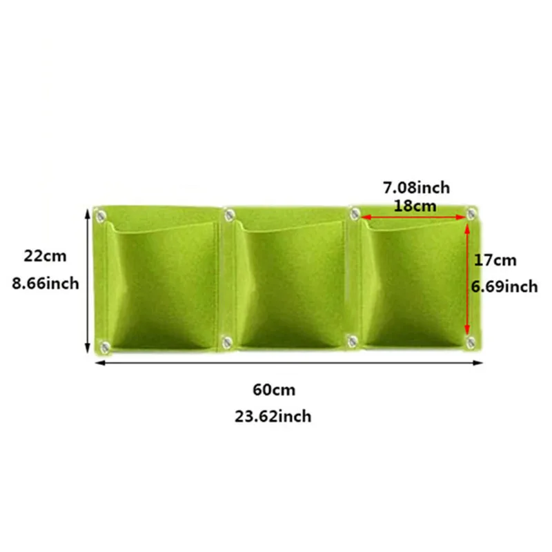 Green-3 Настенный посадочный мешок для балкона настенный вертикальный висячий цветочный горшок многопортовый посадочный сеялка сумка садовая зеленая посадочная сумка - Цвет: Green-3