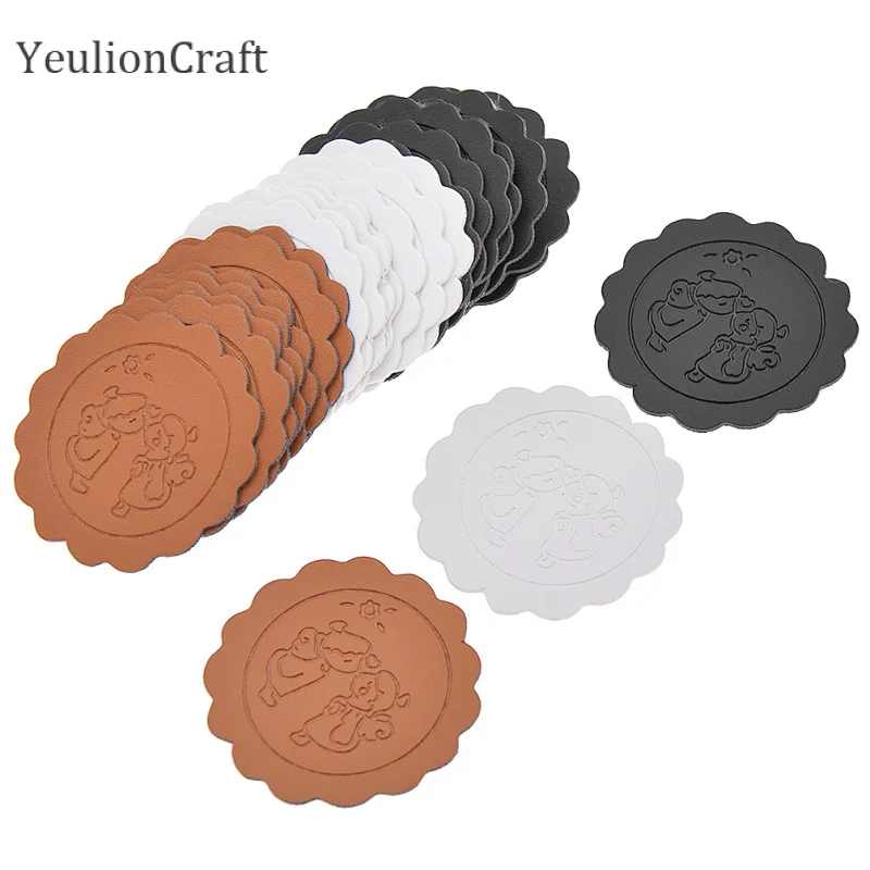 8 шт./лот этикетки из ПУ кожи круглой формы для одежды сумок поделок|Этикетки