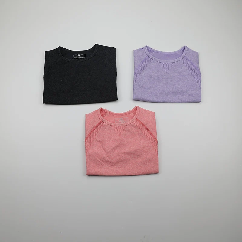 Женский бесшовный укороченный топ с коротким рукавом рубашки для йоги