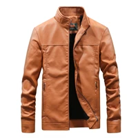 autumn man stand lead solid color locomotive pu skin loose coat will code leather clothing jacket male