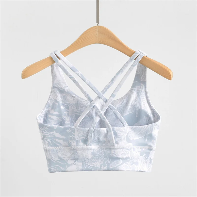 Nylon Feel Padded Workout Gym Sports Bras Top Women  Athletic Brassiere Fitness Yoga Bra Tops