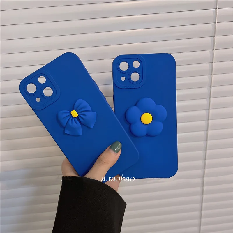 

Luxury Blue Flowers Phone Case For Xiaomi POCO X3 GT M2 M3 Pro 5G X2 F3 F2 Redmi Note 8 Pro Note 7 Pro Cute Bowknot Female Cover