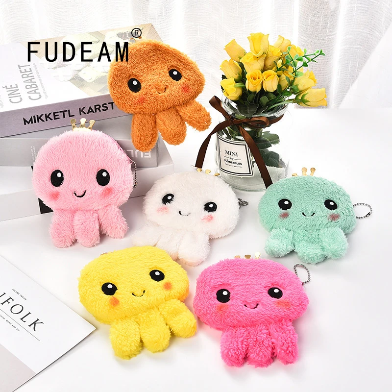 Женский мягкий кошелек для мелочи FUDEAM, милый Овальный мини-кошелек для мелочи с застежкой-молнией и USB-кабелем, кошелек для ключей для девочек - изображение